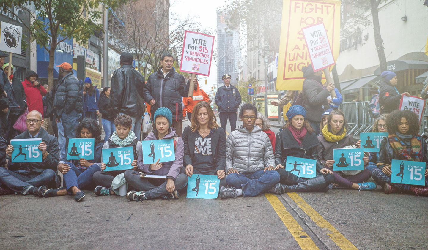 CTZNWELL founder Kerri Kelly at a living wage rally. Source: ctznwell.org