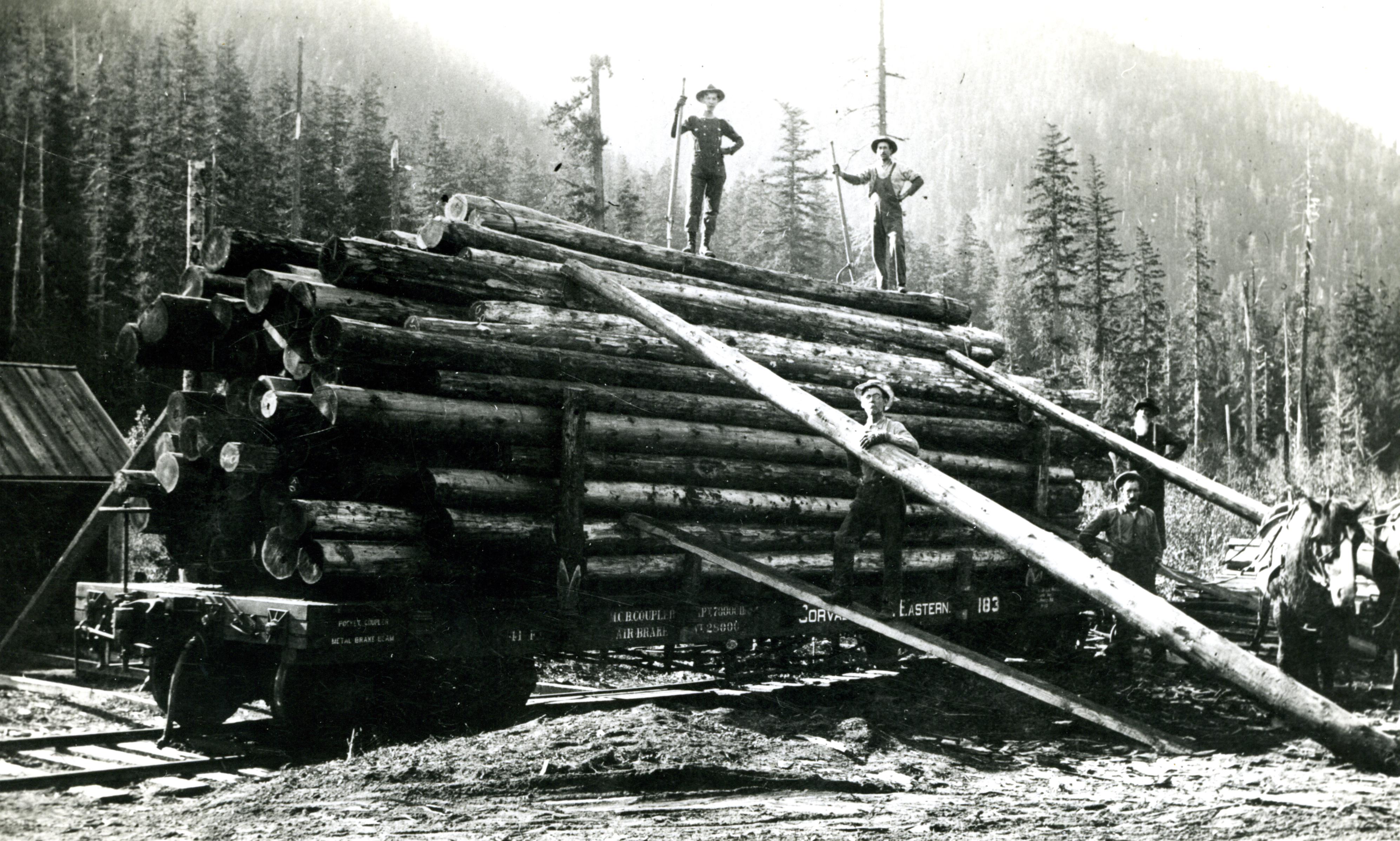 Corvallis and Eastern Railroad Logging Car. Source: Wiki Commons