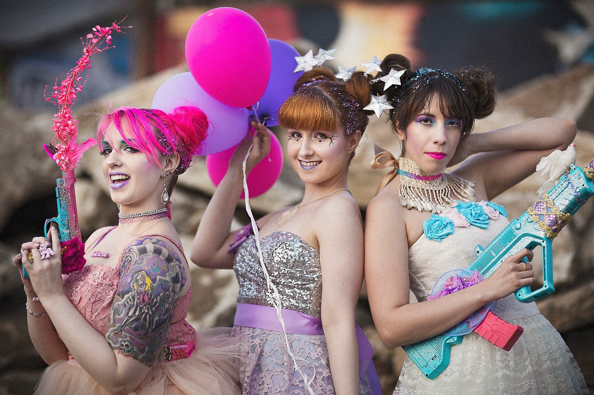 Photo by Eric France; models: Sarah Hoover, Victoria Rae, Betsabe Fregoso Lee; hair by Twisted Sisters Event Styling Makeup by Terran Ward ; Clothing design by Amanda Rose of Amanda Rose Studios