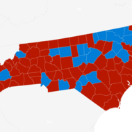 North Carolina red and blue map